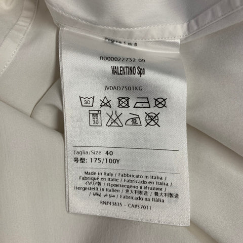 VALENTINO Size M White Cotton Hidden Placket Long Sleeve Shirt