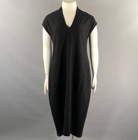 JULIETTE OZOUF Size M Black Wool Blend Textured Knee Length Dress