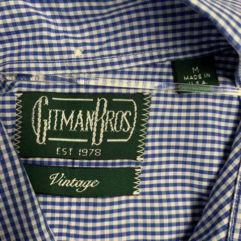 GITMAN VINTAGE Size M Blue White Checkered Cotton One Pocket Long Sleeve Shirt