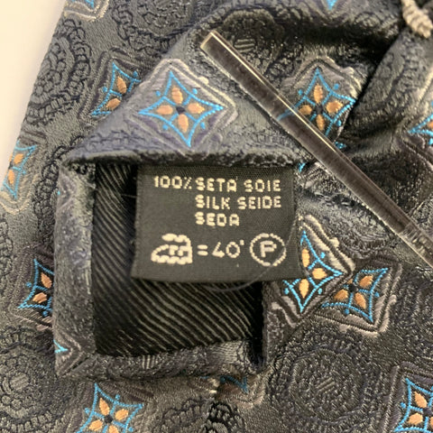 ERMENEGILDO ZEGNA  One Size Grey Blue Silk Tie