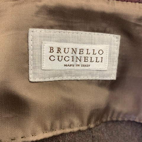 BRUNELLO CUCINELLI Chest Size S Burgundy Heather Cashmere Sport Coat