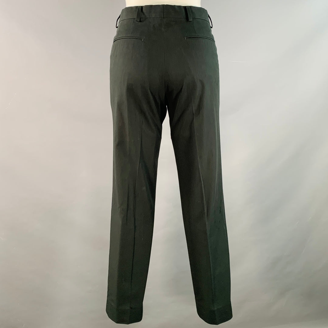 DRIES VAN NOTEN Size 34 Dark Green Cotton Twill Notch Lapel Suit