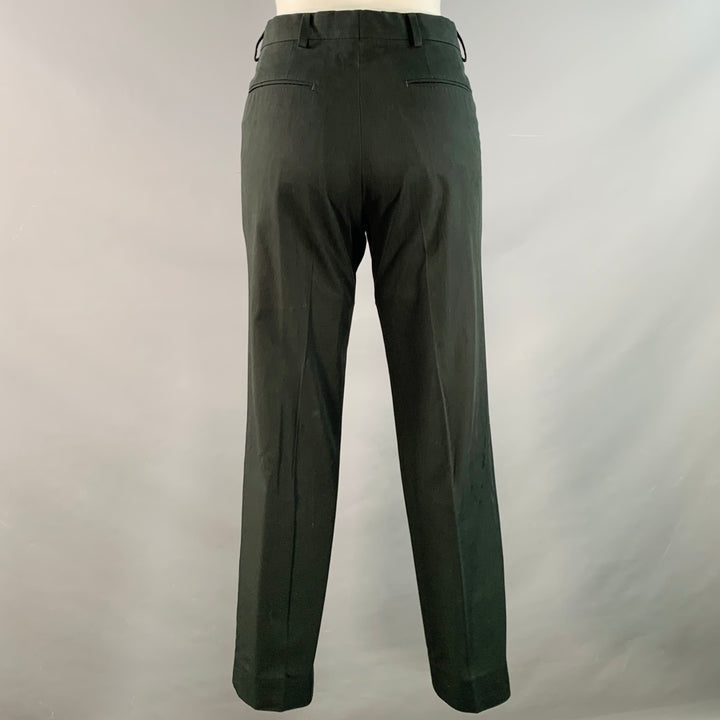 DRIES VAN NOTEN Size 34 Dark Green Cotton Twill Notch Lapel Suit