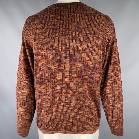 JHANE BARNES Size XL Orange Rust Woven Silk Scoop Neck Pullover