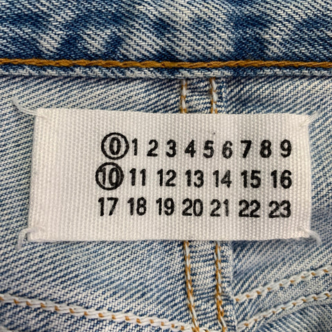 MAISON MARTIN MARGIELA Size 32 White Blue Painted Denim Button Fly Jeans
