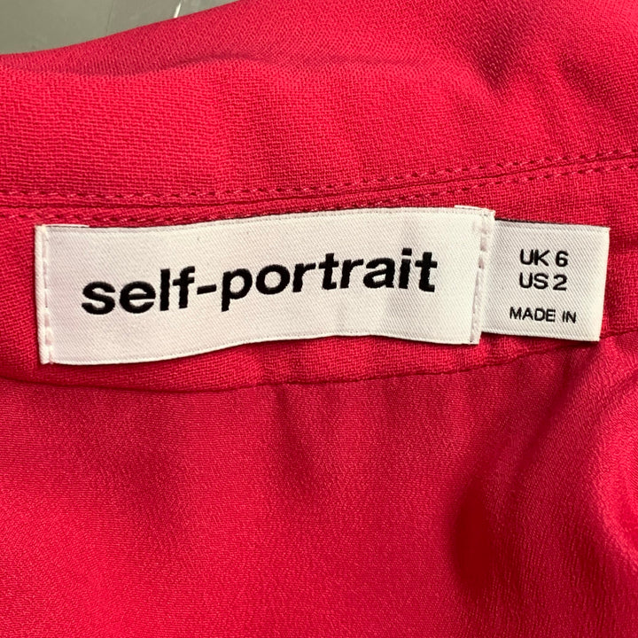 SELF-PORTRAIT AW23 Size 2 Pink Magenta Polyester Blend Lace Shirt Dress
