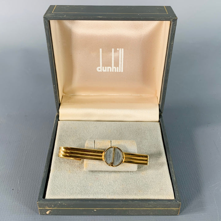 DUNHILL Vintage Gold Silver Monogram Logo Metal Tie Clip