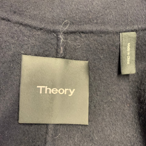 THEORY Size S New Divide Luxe Black Wool Cashmere Belted Jacket