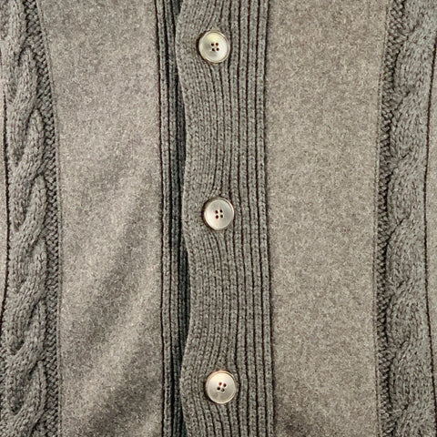 VALENTINO Size XL Charcoal Grey Cable Knit Virgin Wool Cashmere Cardigan