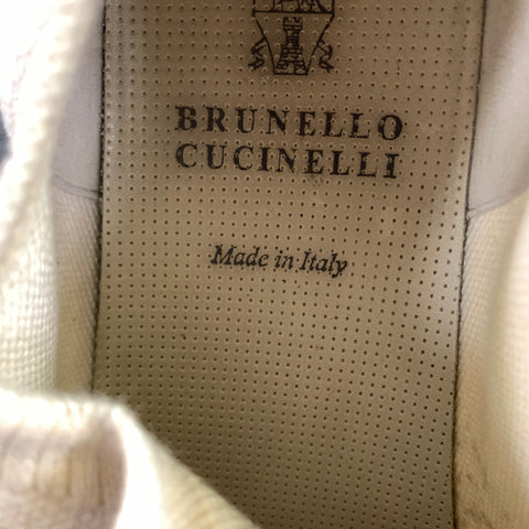 BRUNELLO CUCINELLI Size 13 Beige Knit Cotton Lace Up Sneakers