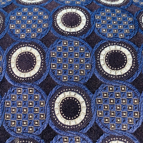 ERMENEGILDO ZEGNA One Size Blue White Black Circles Silk Tie