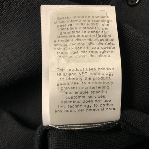 VALENTINO Size XL Black Knitted Wool Polo Pullover