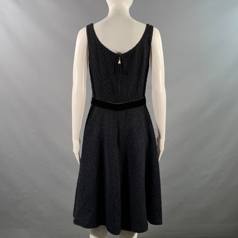 LOUIS VUITTON Size 8 Black Midnight Blue Acetate Blend Sleeveless Cocktail Dress