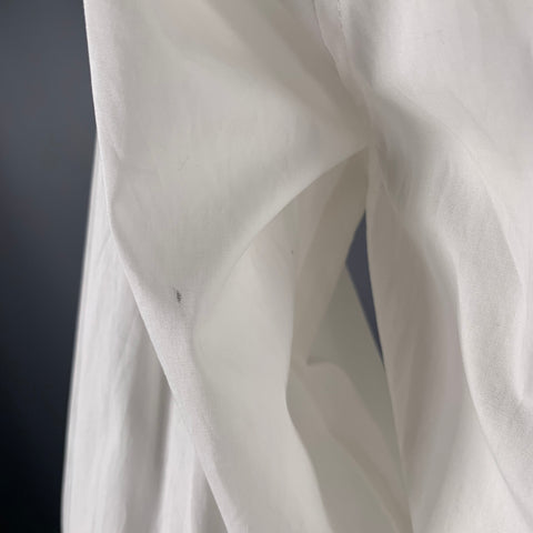 NON CONVENTIONNEL Chemise plissée en coton blanc à col montant et manches longues Taille 48