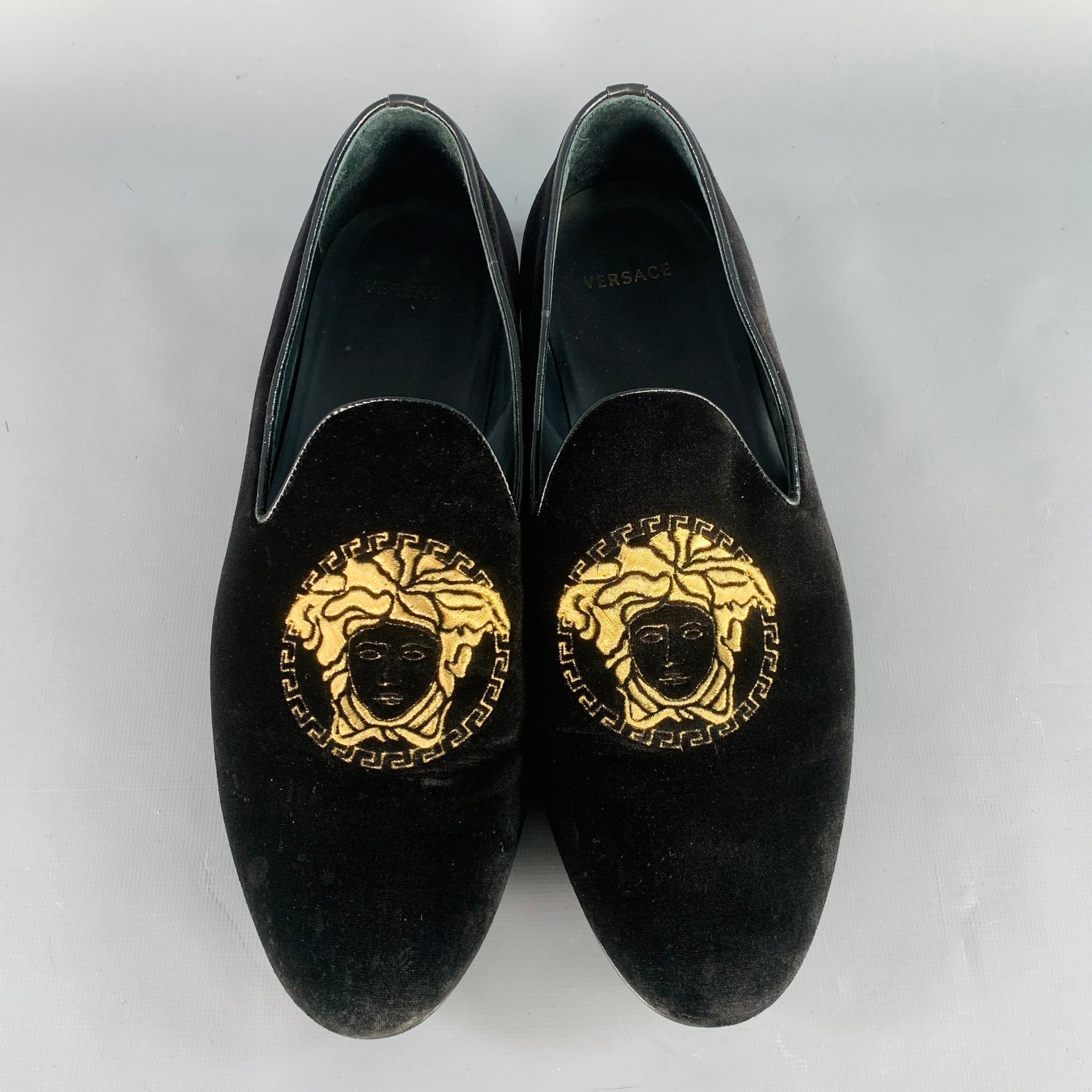 Versace Black Velvet Loafers with White Medusa Embroidery 941da569ee115f718dab253311b73d  main image 2