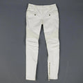 BALMAIN Size 4 White Cotton Gold Zip Moto Jeans BALMAIN