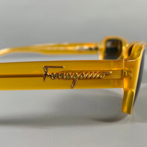 SALVATORE FERRAGAMO Yellow Rectangle Sunglasses