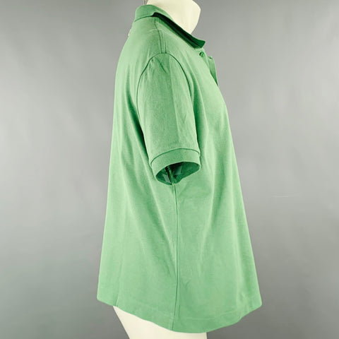 LACOSTE Size M Green Cotton Loose Fit  Large Patch Polo