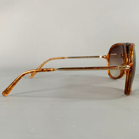 CARRERA Brown Gold Mixed Materials Acetate Metal Sunglasses