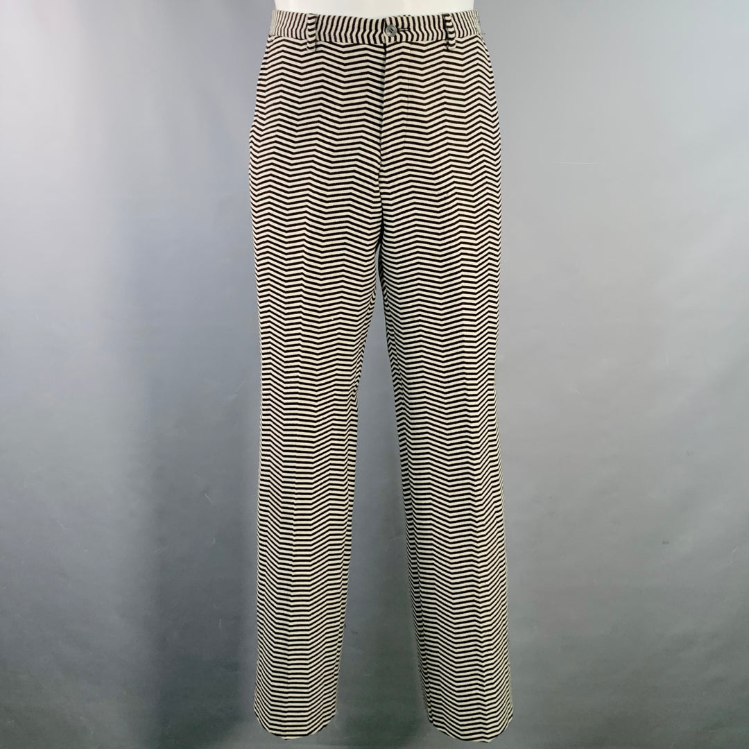 EMPORIO ARMANI Size 40 Regular Black White Chevron Virgin Wool Notch Lapel Suit