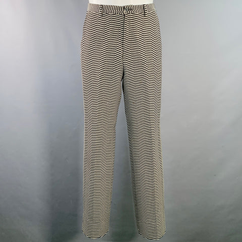 EMPORIO ARMANI Size 40 Regular Black White Chevron Virgin Wool Notch Lapel Suit