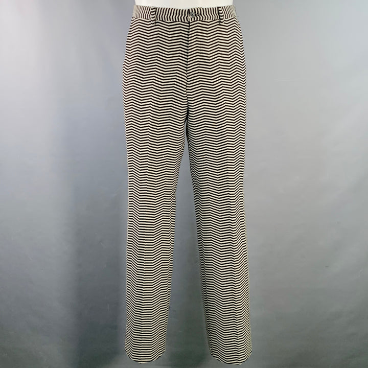 EMPORIO ARMANI Size 40 Regular Black White Chevron Virgin Wool Notch Lapel Suit
