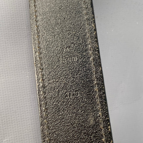 COACH Size 34 Black Silver Leather Brass Belt