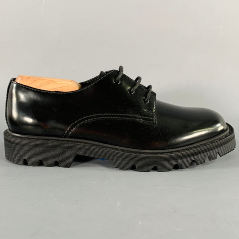 THE ROW Size 7.5 Black Leather Tread Sole Lace-Up Shoes