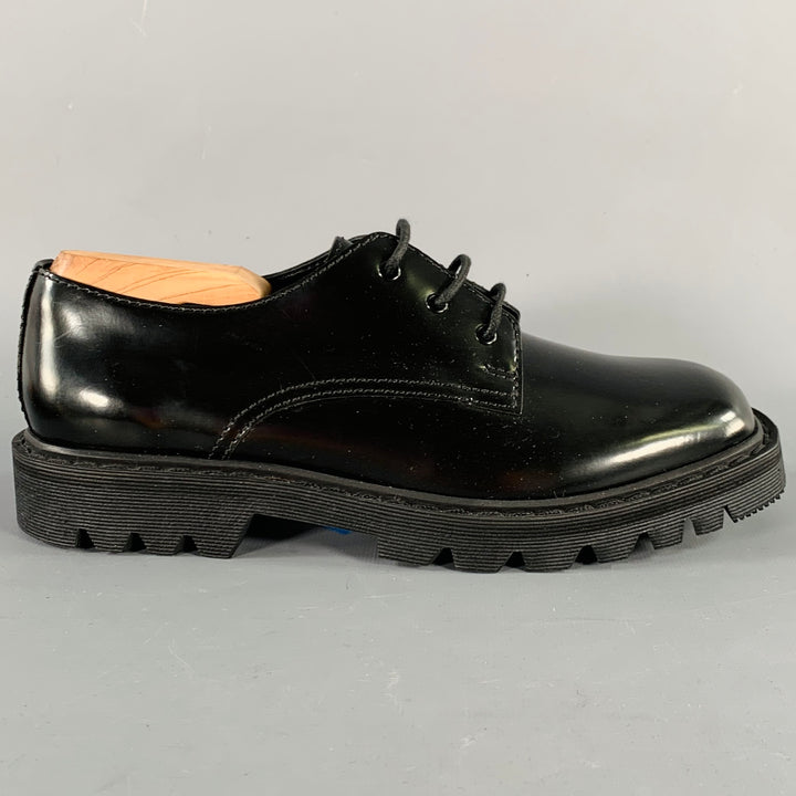 THE ROW Size 7.5 Black Leather Tread Sole Lace-Up Shoes
