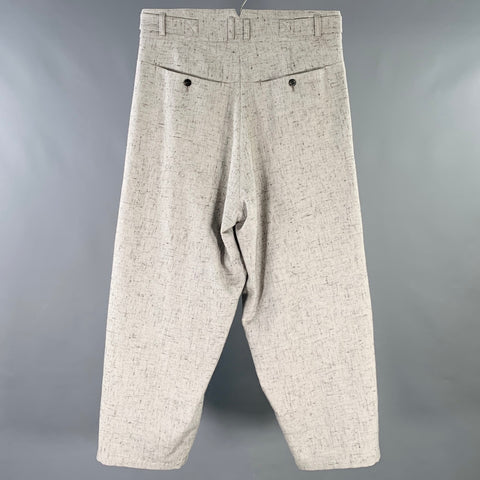 YANTOR Size M Grey Black Heather Wool Silk Pleated Casual Pants
