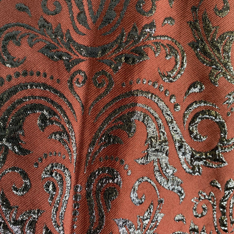 DOLCE & GABBANA Size 34 Burgundy Black Brocade Polyester / Silk Dress Pants