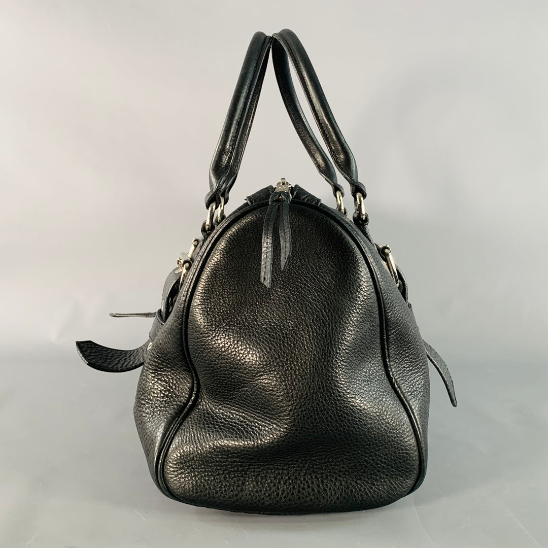 LONGCHAMP x KATE MOSS Black Silver Leather Top Handles Handbag