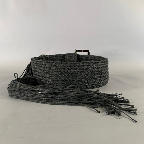 MAISON MARTIN MARGIELA Waist Size 30 Black Woven Fabric Leather Belt