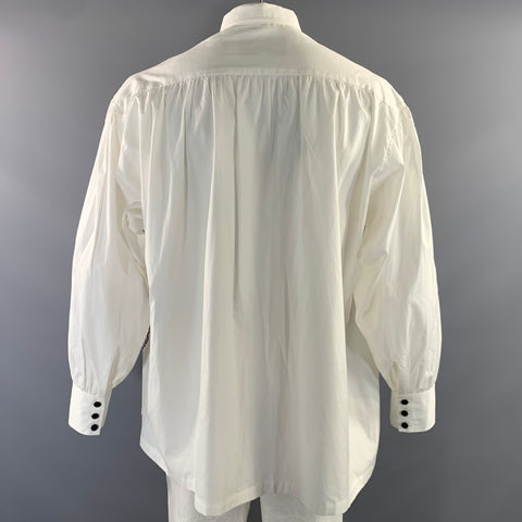 CHRISTOPHER NEMETH Size L White Black Graphic Cotton Button Up Long Sleeve Shirt