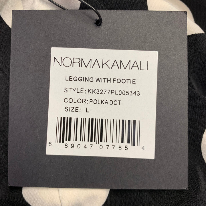 NORMA KAMALI Size L Black White Polyester Blend Polka Dot Footie Leggings