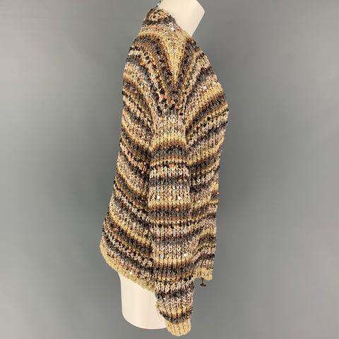 BRUNELLO CUCINELLI Size S Beige Silver Cotton Polyamide Cardigan