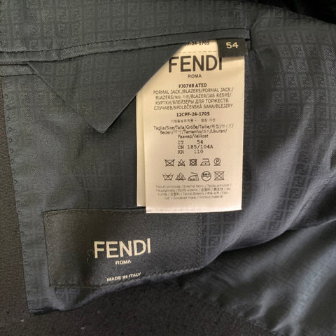 FENDI Chest Size 44 Black Sequined Wool  Polyester Peak Lapel 36 29 Suit