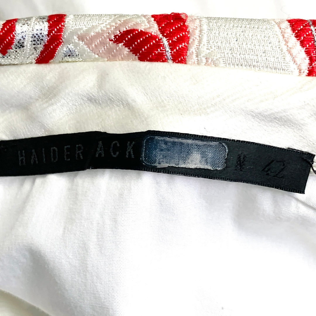 HAIDER ACKERMANN Size M White Cotton Hidden Placket Short Sleeve Shirt