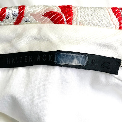HAIDER ACKERMANN Size M White Cotton Hidden Placket Short Sleeve Shirt