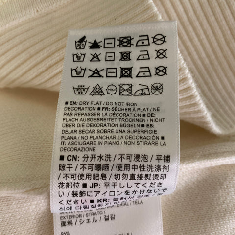 WILSON Size S Cream Navy Logo Cotton Cardigan