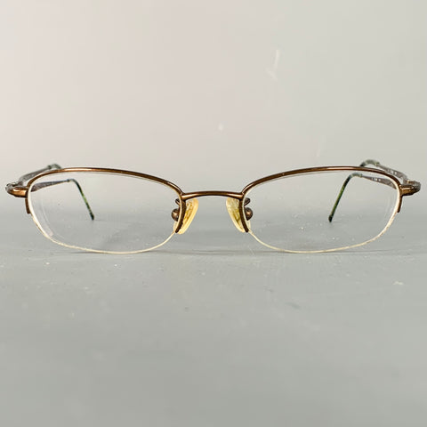 GUCCI Brown Metal Semi Rimless Eyewear Readers