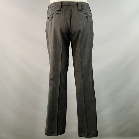 Costume J. LINDEBERG taille 40 coupe classique noir gris en laine, revers en pointe, un bouton