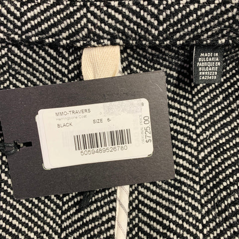 TED BAKER Size XXL MMO Travers Black White Herringbone Wool Blend Coat