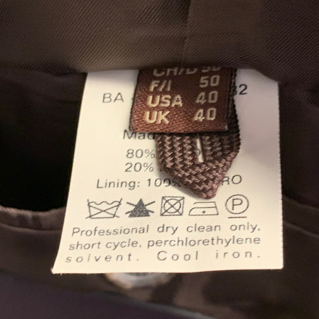 BALLY Size 40 Brown Taupe Houndstooth Wool Blend Notch Lapel Sport Coat