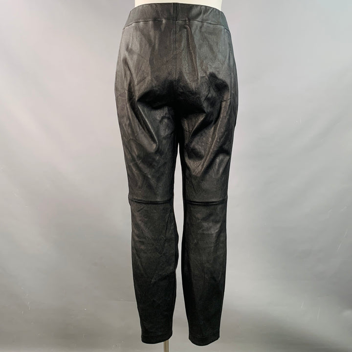 LAFAYETTE 148 Size L Greenwich Black Leather Lambskin Leggings Casual Pants