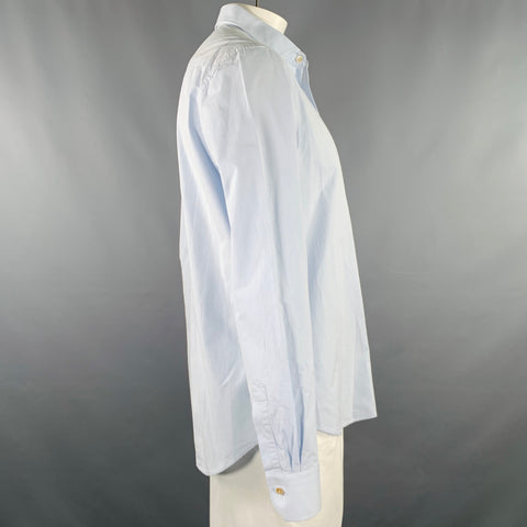 PAUL SMITH Size L Blue Cotton One Pocket Long Sleeve Shirt