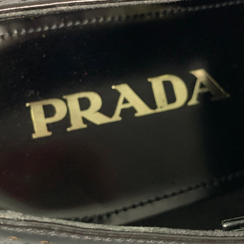PRADA Size 9 Black Perforated Leather Lace Up Lace Up Shoes