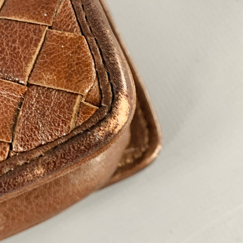 BOTTEGA VENETA Intrecciato Brown Woven Leather Crossbody Bag