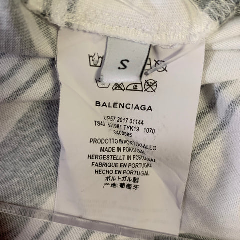 BALENCIAGA Size S White Black Stripe Cotton Cape T-shirt