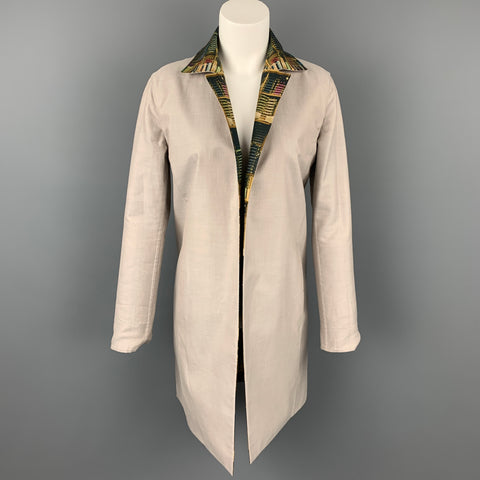 AKRIS Size 4 Multi-Color Cotton / Polyamide Reversible Open Front Theatre Coat